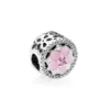 Charme de fleur de magnolia rose pour Pandora Ensemble de breloques en argent sterling authentique Femmes Filles Bijoux Accessoires Bracelet Bracelet Fabrication de charme avec la boîte d'origine