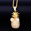 Naszyjniki ananasowy Kształt Naszyjnik wisiorek aaa sześcien cyrkon męski rockowy biżuteria