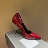 Designer di sandalo con tacco a tacco da stiletto vestito elegante sandali eleganti da 8 cm per il night club di scarpe club di cristallo sier sieie