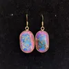 Dangle Earrings & Chandelier 1pair Turquoise For Women Oval Multi-color Edging Charms DIY Jewelry Making Supplies Accessories Delicate Natur