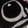 Düğün Mücevher Seti Janekelly Ünlü Marka 4pcs Gelin Zirkonya Kadınlar için Dolu Dubai Nijerya Cz Crystal 230519