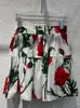 Robes de travail Rouge RoosaRosee Pur Coton Col Slash-cou Sans Manches Dot Imprimer Sangle Mini Jupe Twinset Boho Costumes 2023 Printemps Eté Ensembles