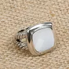 Bague Solitatire pour femmes et hommes, 14mm, Imitation Agate blanche, bague élégante, Chic, Design Twsit, bijoux brillants