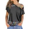 T-shirts pour femmes Summer Traditiona Mexico Top pour femmes Pull ample Blouses Fashion Print T-Shirt Off Shoulder Short Sleeves Clothing