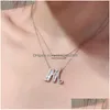 Pendant Necklaces 26 Letters Initials Necklace Zircon Pendants Long Chain For Women Wedding Jewelry Alphabets Name Birthday Gifts Dr Dhdfr