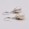 Pendientes de perlas barroco Barroque Pearl Natural de agua dulce 925 Pendientes de caída de plata esterlina Pendientes de caída de perlas grandes hechas a mano Mujeres