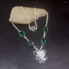 Chains Hermosa Jewelry Charming Unique Ocean Jasper Green Topaz Silver Color Chain Necklace For Women Ladies Gift 34cm 20235132