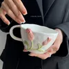 Gobelets tulipe tasse en céramique Design sens du café en relief tridimensionnel avec poignée Vintage maison lait à boire 230520