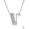 Pendant Necklaces 26 Letters Initials Necklace Zircon Pendants Long Chain For Women Wedding Jewelry Alphabets Name Birthday Gifts Dr Dhdfr