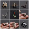 Animal Insect Series Bee/Flower/Bird/Deer Enamel Brooch Collar Needle Men and Eomen Shirt Collar Clip Pin Clothing Decoration