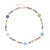 Kedjor Multicolor Fruit Sun Face Flower Beaded Summer Necklace Women Girl 2023 mode blandade pärlor handgjorda vackra chokersmycken