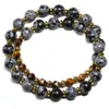 Bracelets Natural Snowflake Obsidian 27 Beads Mala Bracelets Double Loop Meditation Yoga Health Bracelet Golden 8MM