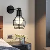 Wall Lamp Vintage Black Cage Light Bedside Retro Mount Indoor Decorative Loft Bar Sonce Lights DIY Lighting