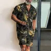 Survêtements pour hommes Summer Hawaiian Imprimé Hommes Costume Mode Revers Chemise et Shorts Deux Pièces Ensembles 2023 Casual Lâche Homme Plage Tenues Vêtements 230520