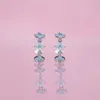 Hoop oorbellen Ins Simple Blue Flower Earring Vintage Copper Gold Gold Zirkoon voor vrouwen Girls Fashion Jewelry cadeau