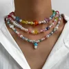 Ketten Unregelmäßige Perle Shell Perlen Choker Halskette Frauen Transparent Kristall Schmetterling Herz Pilz Strang Perlen Halsketten Geschenke