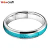 リング4mm 6mm 8mm Mens Womens Tungsten Trendy Rings Turquoise Inlay Weddingbands Polished Shiny Domed Comfort Fit Size 415