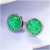 Ohrstecker Ankunft 12mm handgemachte runde Kristall Druzy Ohrring für Frauen Männer Silber Farbe Titan Stahl Modeschmuck Geschenk Drop Lieferung Ohr Dhlfa