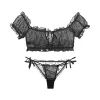 Ymeng Transparent bra sets off shoulder sexy lingerie super perspective chiffon underwear women adjustable panties 288K