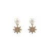 Dangle Earrings LANFLORA Starfish Zircon Trendy Women Pearl Stud Copper Alloy Factory Bulk Wholesale Price