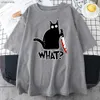 Erkek Tişörtler Katil Kara Kedi Ne Sürpriz Erkek Tişört Komik Baskı Kıyafetleri Moda S-XXXL Erkek Tshirts Büyük Boyutlu Günlük Erkekler T Shirt