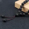 Strand 8mm perline fatte a mano bracciale da uomo collana classica in pietra lavica nera naturale per regalo di gioielli da donna con ciondolo Buddha Yoga