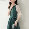 Casual Dresses Spring Autumn Elegant Fashion Solid Color Women's Clothing Patchwork Belt Slender Dresses Grace Trend Korean A-line Skirt 2022 L230520