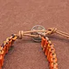 Strand Natural Stone Orange Emperial Armband Tube Handgjorda pärlor Läderfolda smycken par armband kreativa gåvor