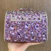 イブニングバッグXiyuan Luxury Wedding Party Clutch Bag Bride Crystal Silver Purple Diamond Handbag Women Handbags Purse 230519