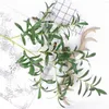 Kwiaty dekoracyjne 6 gałęzie oliwne długie łodygi sztuczne owoce jedwabne liście wystrój domu na dom i ślub