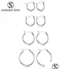 Dangle Lustre Vente Rond Hoop Boucle D'oreille Pour Femmes Filles Stianless Stee Sier Noir Mode Bijoux Cadeau Drop Delivery Boucles D'oreilles Dh0Ge