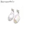 Stud Baroqueonly AAAA Baroque Pearl Stud Earrings White Freshwater Big Pearl Classic Fashion Trendy Jewelry 925 Silver Sterling