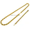 Ожерелье браслета 2pcs/Set Mens 14k Gold Sier Twist Cuban Link Chains Ожерелья и хип -хоп модные ювелирные изделия для бросков Dhkqi