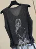 Women's Tanks Knitted Sequined Shine Women Tank Tops 2023 Summer V-Neck Sleeveless Slim T-Shirts Lady Elegant Pulls Tees
