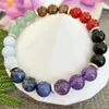 MG1916 NEW 7 CHAKRA GEMSTONE HANDMADE BRACELET WOMENS BLACK Tourmaline Energy Wrist Mala Yoga Jewelry