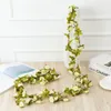 Flores decorativas Garland de girassol de seda artificial de 260cm/8,5 pés de sunflowe amarelo com folhas verdes para decoração da mesa de casamento