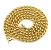 Mit 14 Karat Gelbgold vergoldete Hip-Hop-Lad-Diamant-eingelegte, dicke kubanische Halskette für Herren