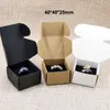 Display 50pcs per lot 40*40*25mm white/black/kraft ring packing box with black velvet sponage inside custom moq 1000pcs