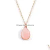 Pendentif Colliers Nouvelle Arrivée Goutte D'eau Résine Druzy Collier Pour Femmes Blanc Rose Bleu Géométrie Plaqué Or Chaîne Bijoux De Mode D Dh6Al