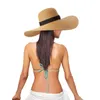 Chapéus largos da borda Mulheres Summer Straw Hat Beach Praia dobrável Sun Fluppy Roll Up Cap Upf 50 Caps