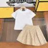 23ss jupe ensemble enfant ensembles vêtements de créateurs pour enfants filles col rond complet double F impression t-shirt à manches courtes taille élastique jupes imprimées costume bébé vêtements