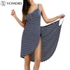 Badhandduk Badrobe randig strandklänning snabb torr wrap kvinnor badhanddukar sling klädrock de plage strand klänning semester simma