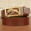 Riemen 3,5 cm Tiger Designer Metal Automatic Buckle Brand Hoogwaardige luxe voor mannen Beroemde werkbedrijf Zwart mannelijke lederen riem