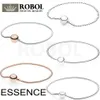 Bangle PDB 3 DIY smycken gåvor Small Hole Essence Series Armband 100%925 Sterling Silver Round Gold Chain Powder Armband