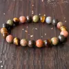 MG1836 8 MM Jaspe Rouge Unakite Oeil de Tigre Pierre Azurite Mixte Bracelet Terre Élément Poignet Mala