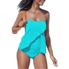 Traje de baño de mujer Color sólido Traje de baño de mujer de doble capa Multi Bikini Split