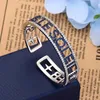 Высококлассный классический женский браслет с буквенным принтом, модный брендовый ювелирный браслет, изысканный открытый браслет с синим цирконием, лучший подарок Zk35