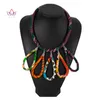 Torques Fashion Bohemian Style Necklaces 2022 Multicolored African Jewelry African Ankara Colorful Jewelries Print Wax Necklace WYB553