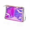 化粧品バッグのケース女性は化粧品収納バッグレーザー色の水を透明にする透明なポータブルポータブルジッパー旅行化粧品バッグメイクアップケース