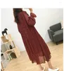 Vestidos casuais elegantes Spring Autumn Polka Dot Chiffon Dress Clothing feminino 2023 coreano fino plissado d668
